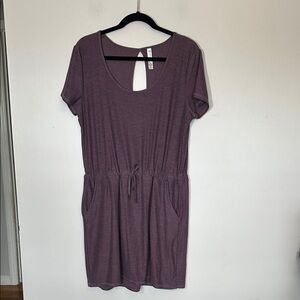 Kyodan super soft heathered purple Short Sleeve‎ athletic Dress tie waist